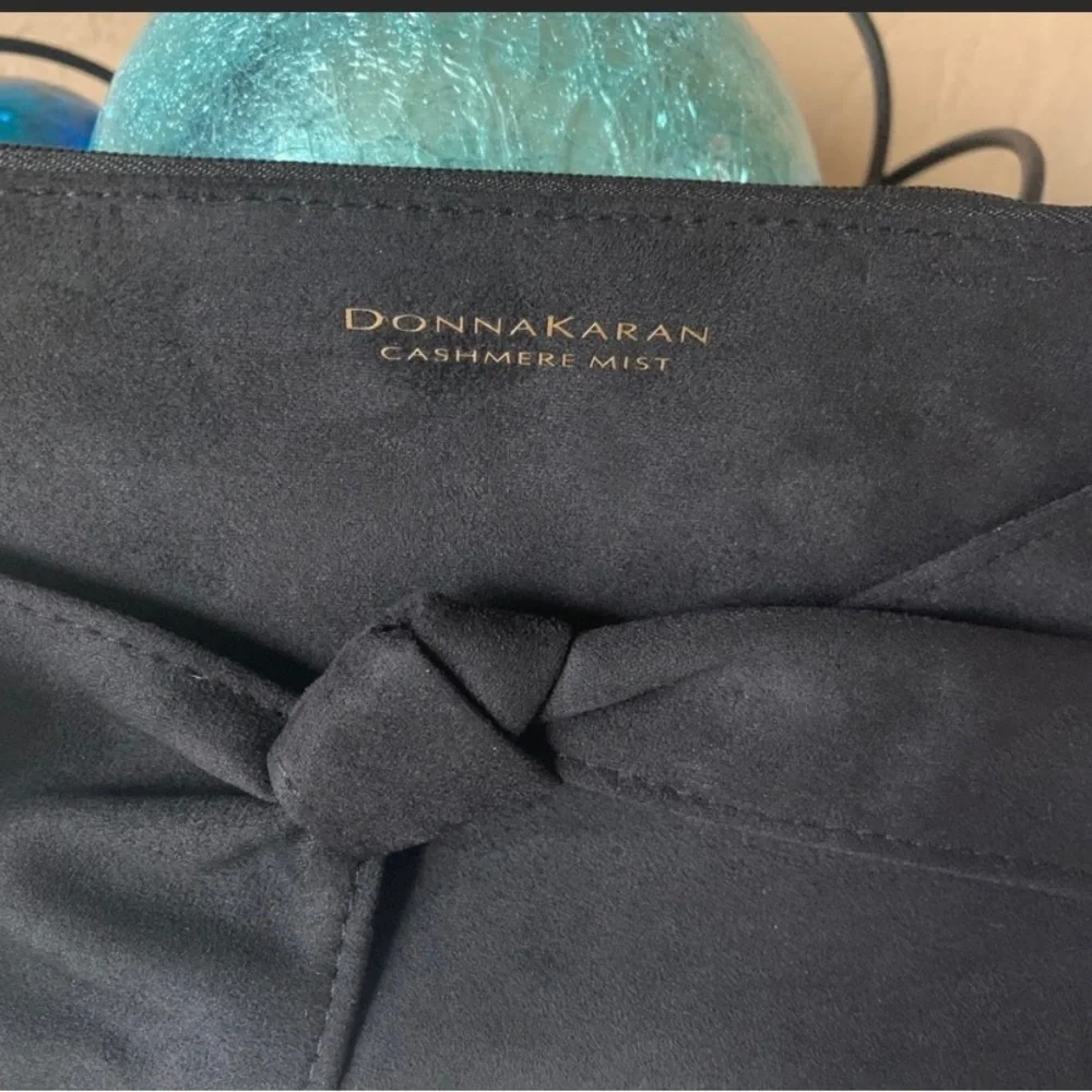 NWT Donna Karan Black Suede Cosmetics Bag